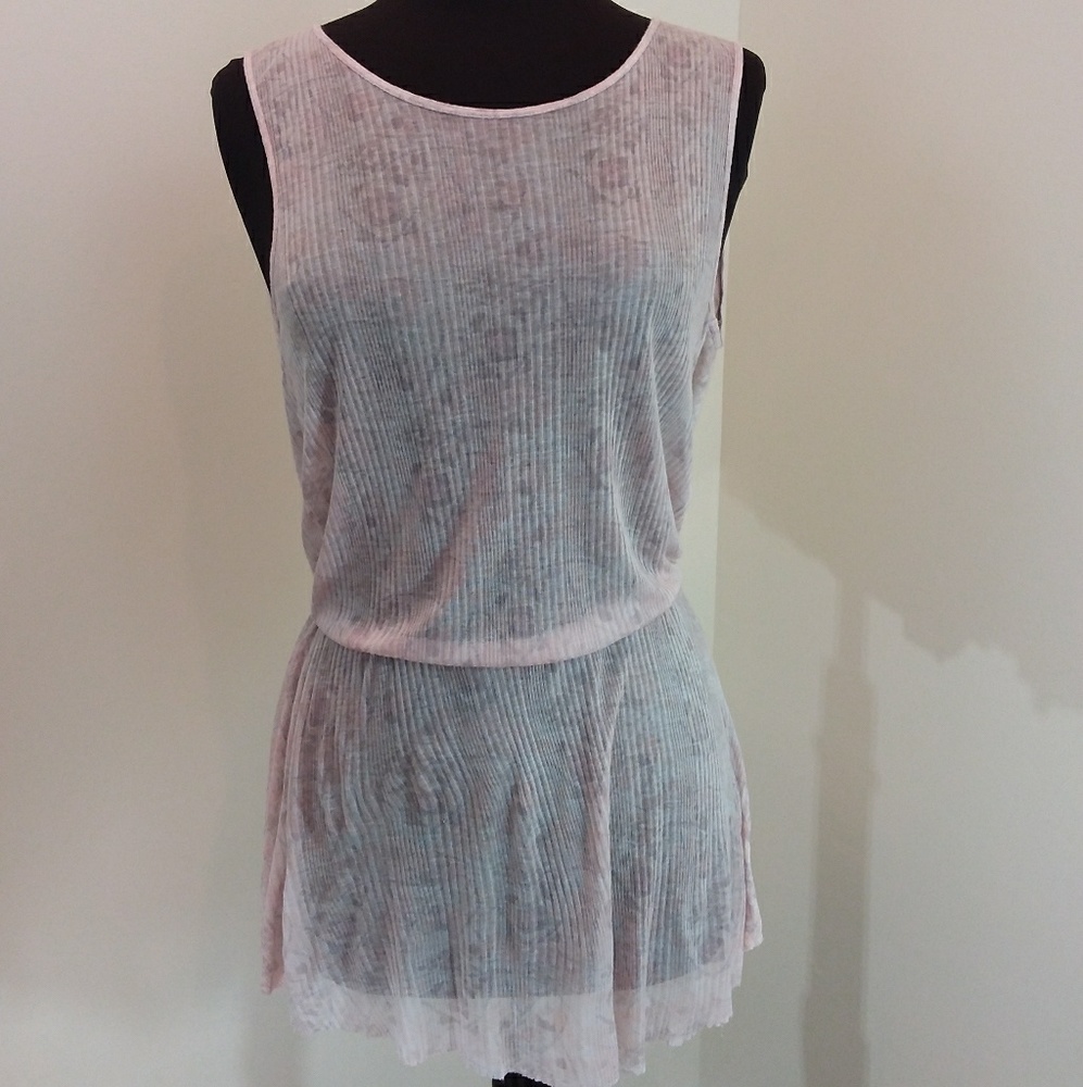 Free People Sheer Pink Open Back Sleeveless Tunic